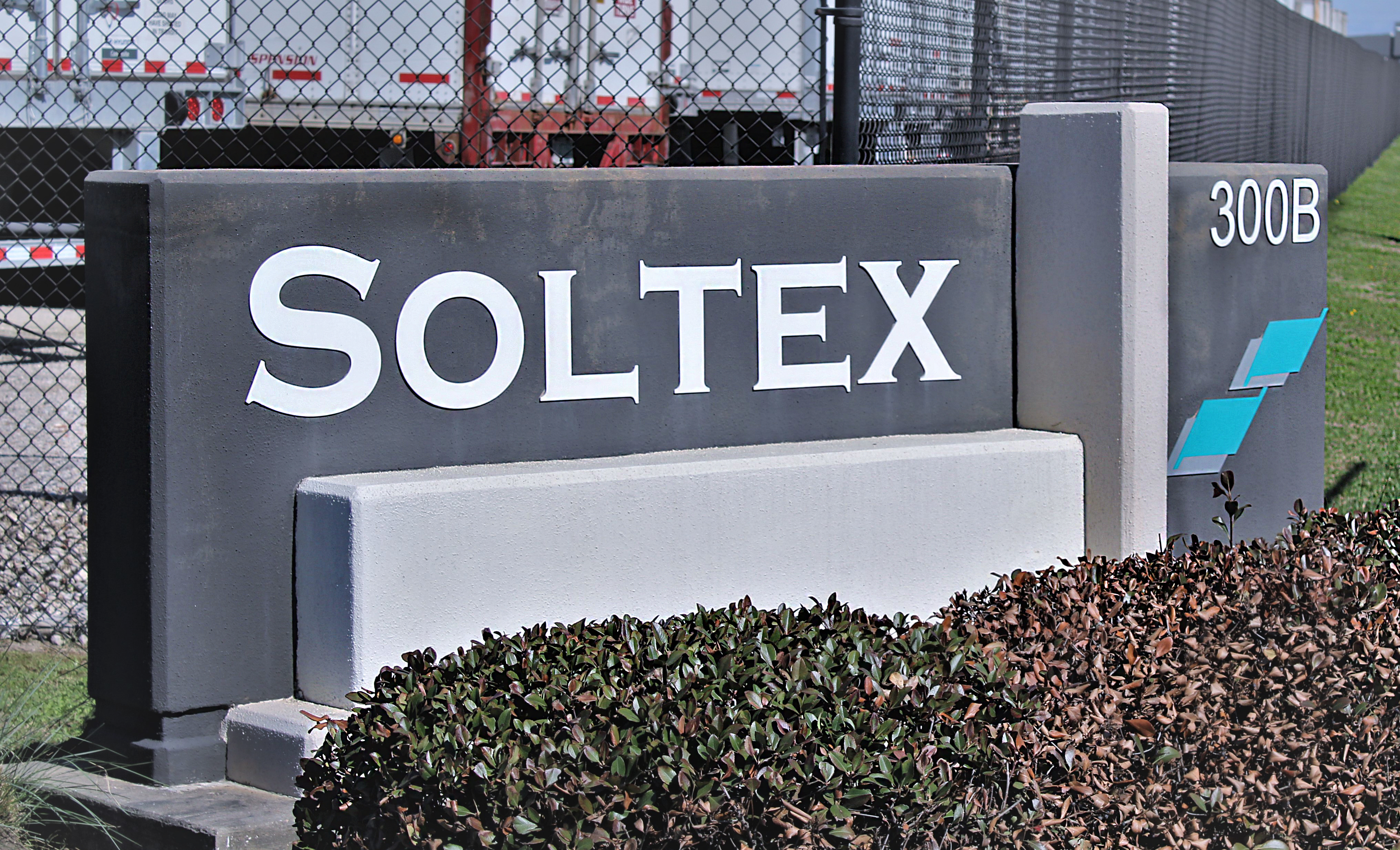 Soltex Company Signage in front of building, dielectric fluids, refrigeration fluids, synthetic alkylates